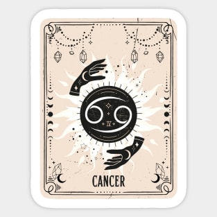 Cancer zodiac symbol card with fortune teller mystic hands. Sticker